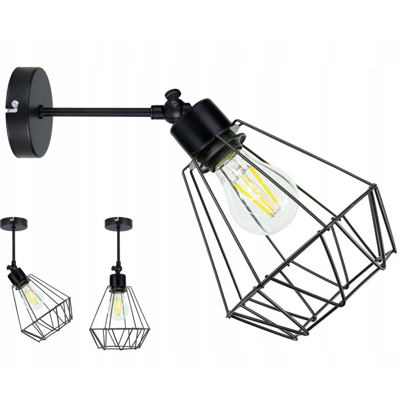LAMPA KINKIET ŚCIENNY regulowany loft BRYLANT drut