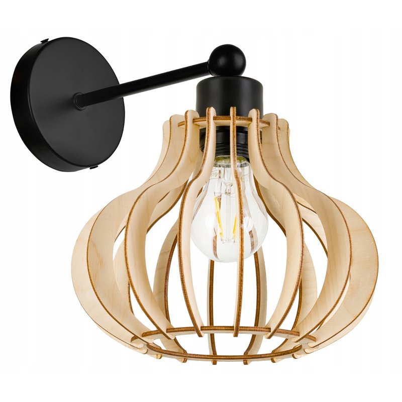 Lampa kinkiet ścienny na 1x E27 stały LOFT Drewno