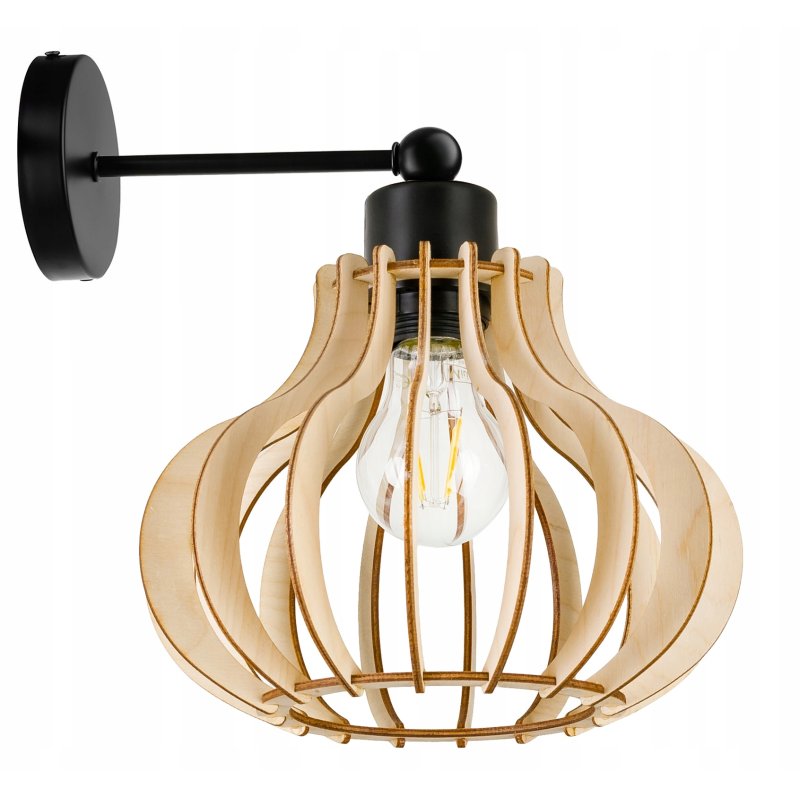 Lampa kinkiet ścienny na 1x E27 stały LOFT Drewno