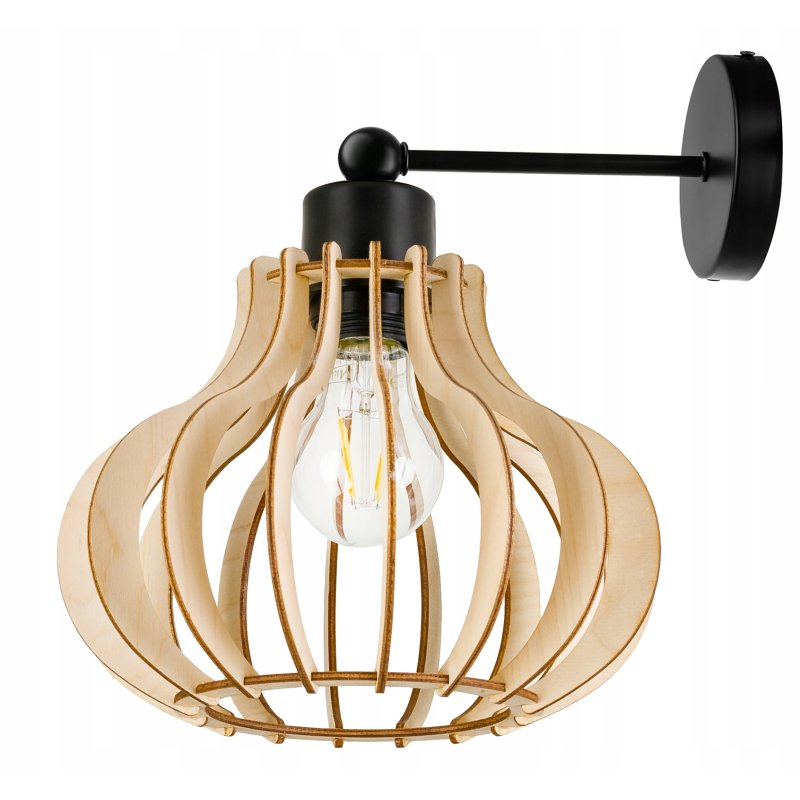 Lampa kinkiet ścienny na 1x E27 stały LOFT Drewno