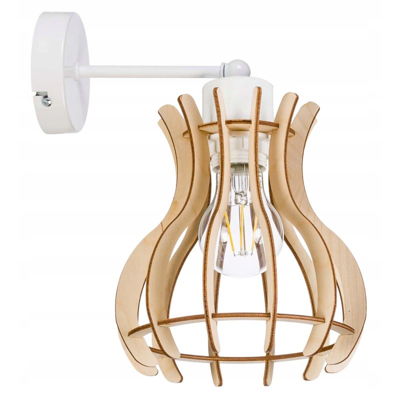 Lampa kinkiet ścienny na 1x E27 stały LOFT Drewno