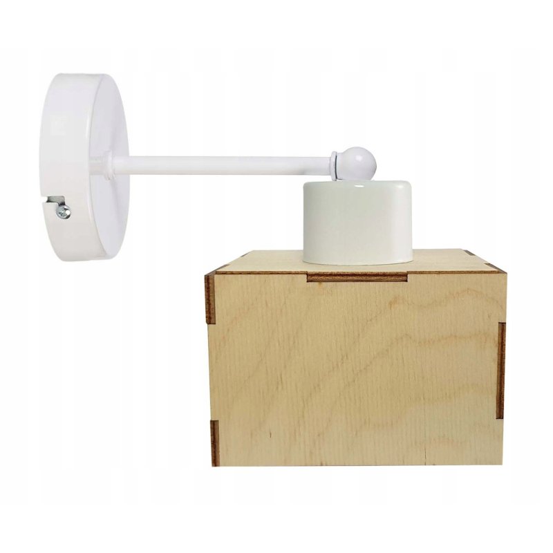 LAMPA KINKIET E27 ścienny stały loft drewno kubek
