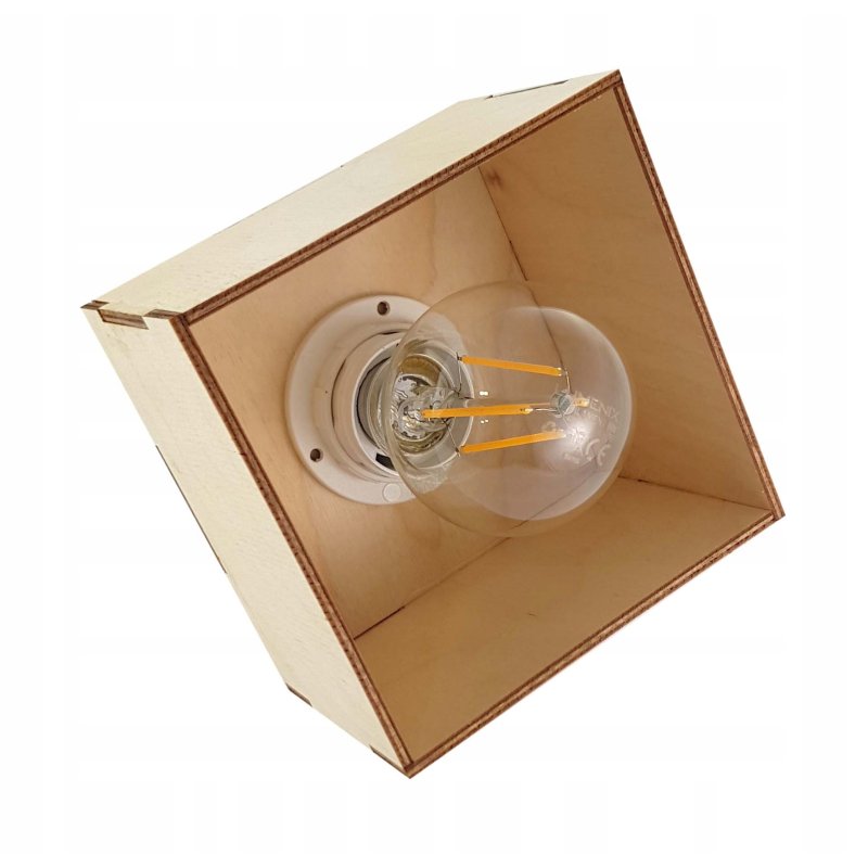 LAMPA KINKIET E27 ścienny stały loft drewno kubek