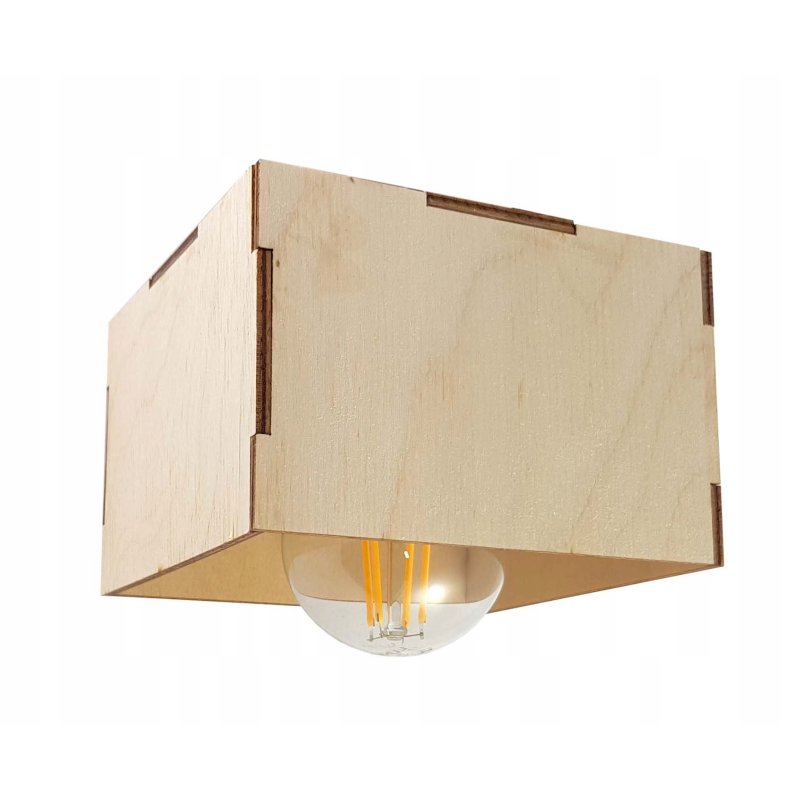 LAMPA KINKIET E27 ścienny stały loft drewno kubek