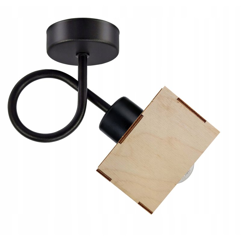 LAMPA KINKIET E27 ścienny stały loft drewno kubek