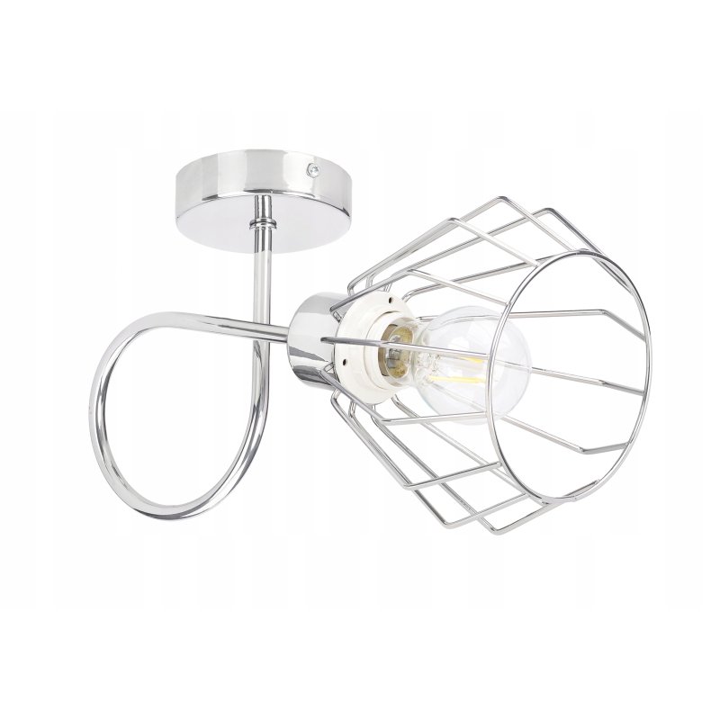 LAMPA KINKIET ścienny stały loft drut na E27 chrom