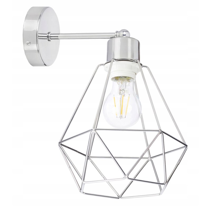 LAMPA KINKIET ścienny stały loft drut na E27 chrom