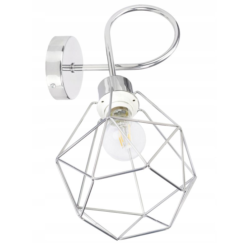 LAMPA KINKIET ścienny stały loft drut na E27 chrom