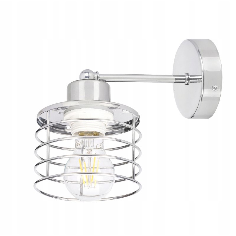LAMPA KINKIET ścienny stały loft drut na E27 chrom