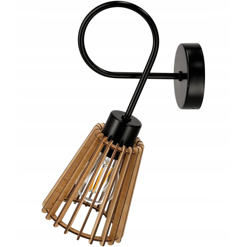 LAMPA kinkiet E27 ścienny stały loft Drewno eko