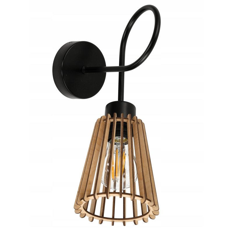LAMPA kinkiet E27 ścienny stały loft Drewno eko