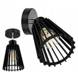 LAMPA czarna kinkiet E27 ścienny ruchomy loft Drewno piramidka eko czarny