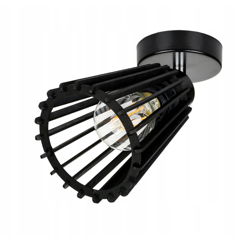 LAMPA czarna kinkiet E27 ścienny ruchomy loft Drewno piramidka eko czarny