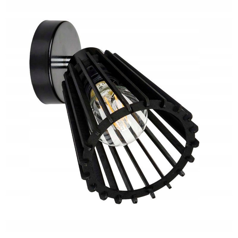 LAMPA czarna kinkiet E27 ścienny ruchomy loft Drewno piramidka eko czarny