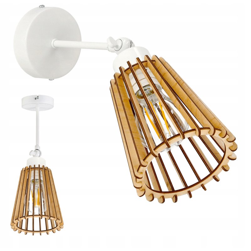 LAMPA kinkiet na E27 ścienny ruch loft Drewno eko