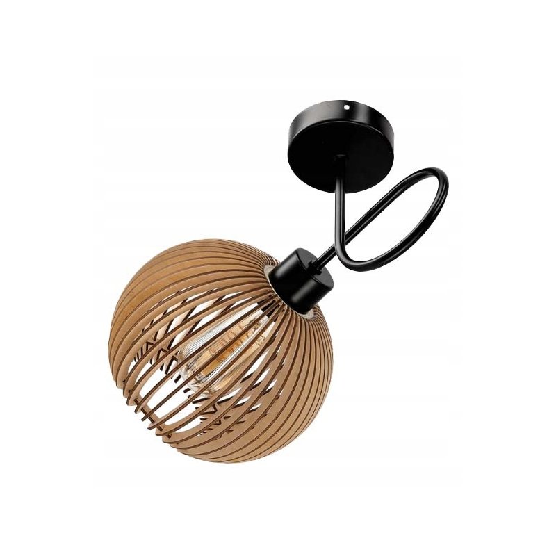 LAMPA KINKIET E27 ścienny stały loft KULA Drewno