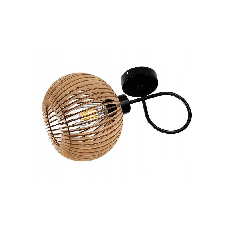 LAMPA KINKIET E27 ścienny stały loft KULA Drewno