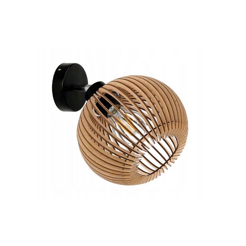 LAMPA KINKIET na E27 ścienny ruch loft KULA Drewno