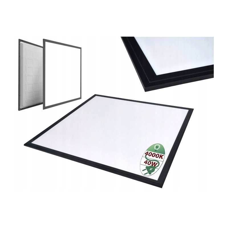 Panel kaseton lampa LED 40W CCD 60x60 oprawa natynkowa barwa NW czarny PCV