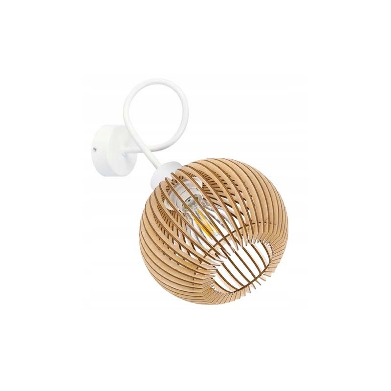 LAMPA KINKIET E27 ścienny stały loft KULA Drewno