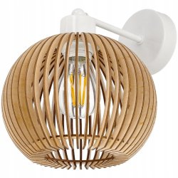 LAMPA KINKIET E27 ścienny stały loft KULA Drewno