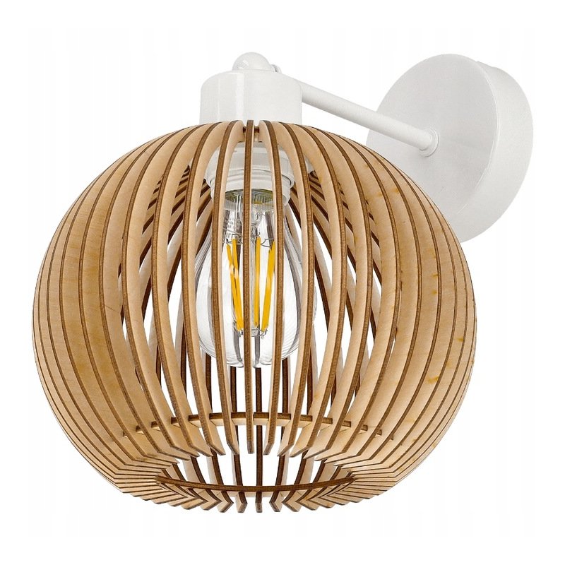 LAMPA KINKIET E27 ścienny stały loft KULA Drewno