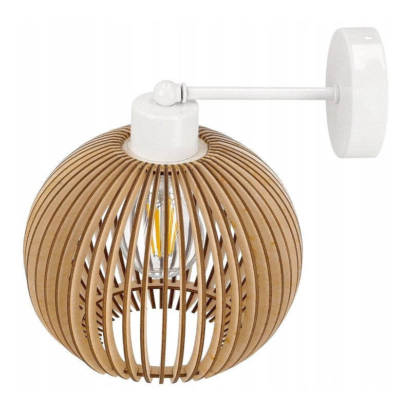 LAMPA KINKIET E27 ścienny stały loft KULA Drewno