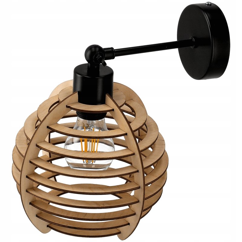 LAMPA kinkiet E27 ścienny ruch loft Drewno sfera 1