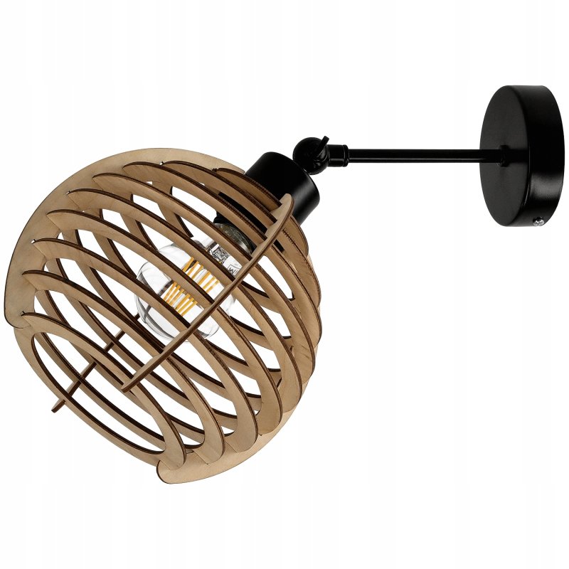 LAMPA kinkiet E27 ścienny ruch loft Drewno sfera 1