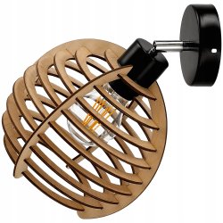 LAMPA kinkiet E27 ścienny ruch loft Drewno sfera 1