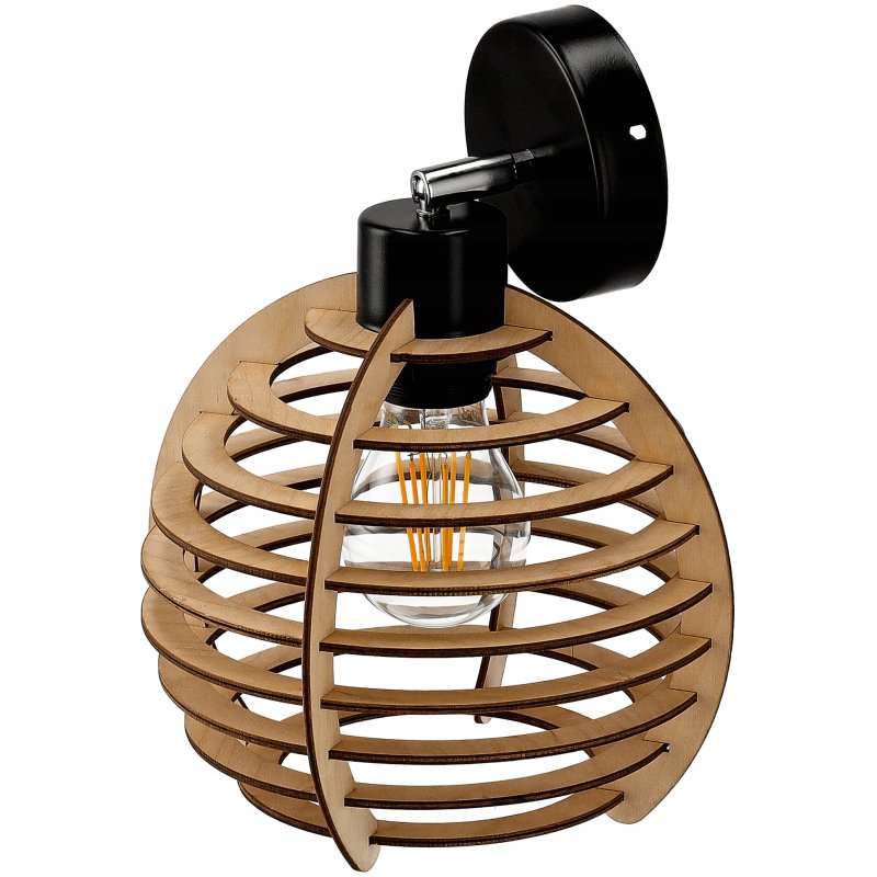 LAMPA kinkiet E27 ścienny ruch loft Drewno sfera 1
