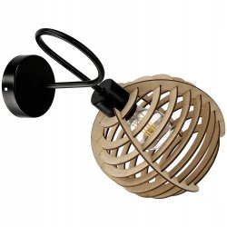 LAMPA kinkiet E27 ścienny stały loft Drewno sfera
