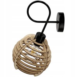 LAMPA kinkiet E27 ścienny stały loft Drewno sfera