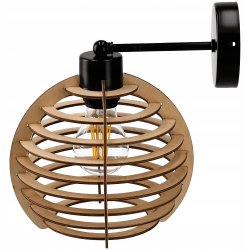 LAMPA kinkiet E27 ścienny stały loft Drewno sfera