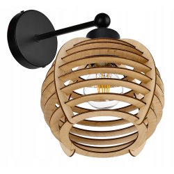 LAMPA kinkiet E27 ścienny stały loft Drewno sfera