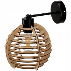LAMPA kinkiet E27 ścienny stały loft Drewno sfera