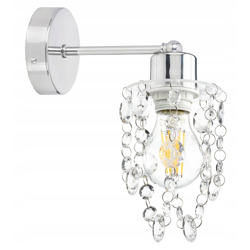 Lampa kinkiet ścienny chrom kryształowy glamour