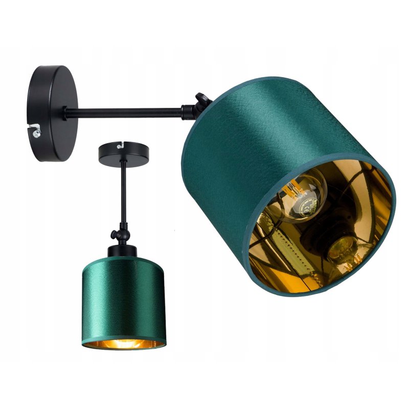 LAMPA KINKIET ścienny regulowany LOFT ABAŻUR złoty