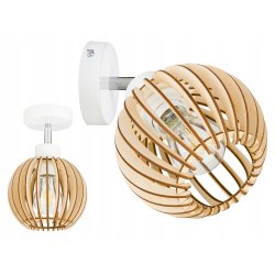 Lampa kinkiet E27 ścienny ruchomy loft kula drewno