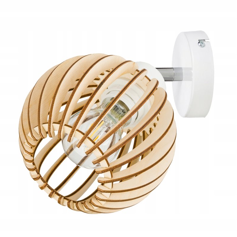 Lampa kinkiet E27 ścienny ruchomy loft kula drewno