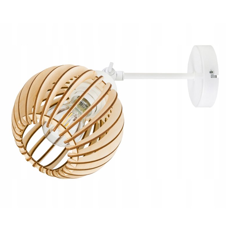 Lampa kinkiet E27 ścienny ruchomy loft kula drewno