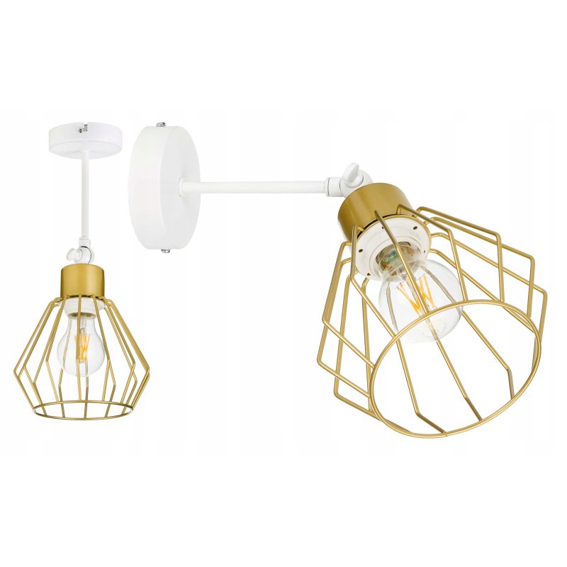 LAMPA KINKIET ścienny regulowany loft drut złoty 1