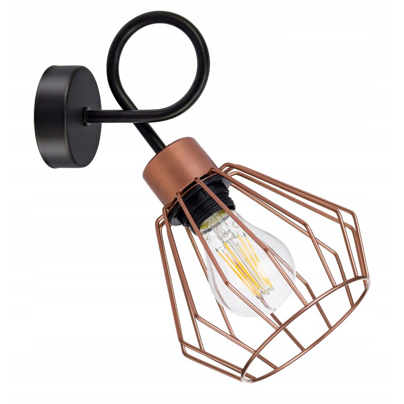 Lampa kinkiet E27 ścienny stały loft drut brylant