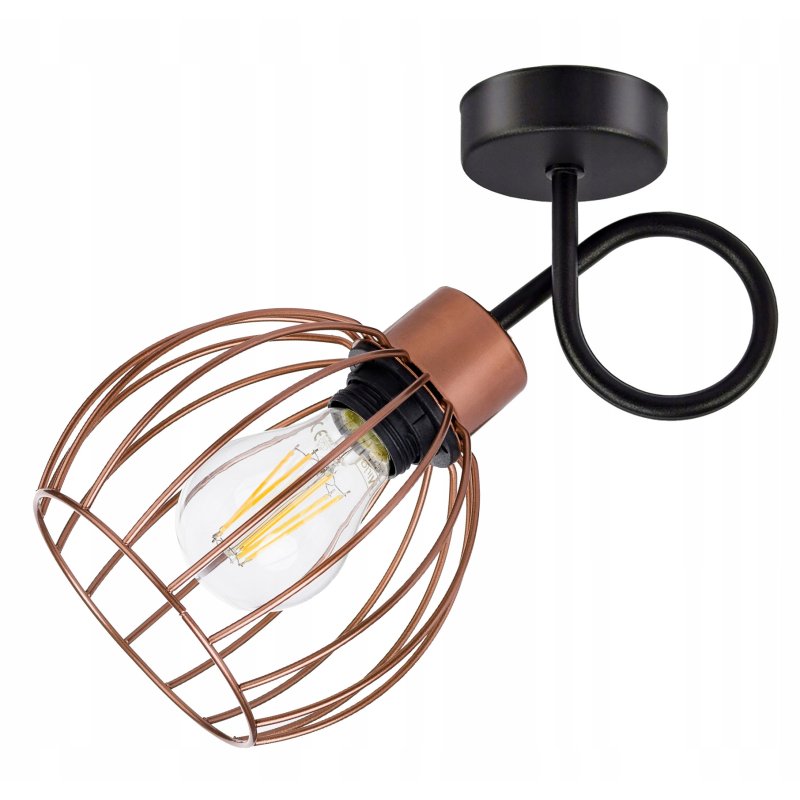 Lampa kinkiet na E27 ścienny stały loft drut kula