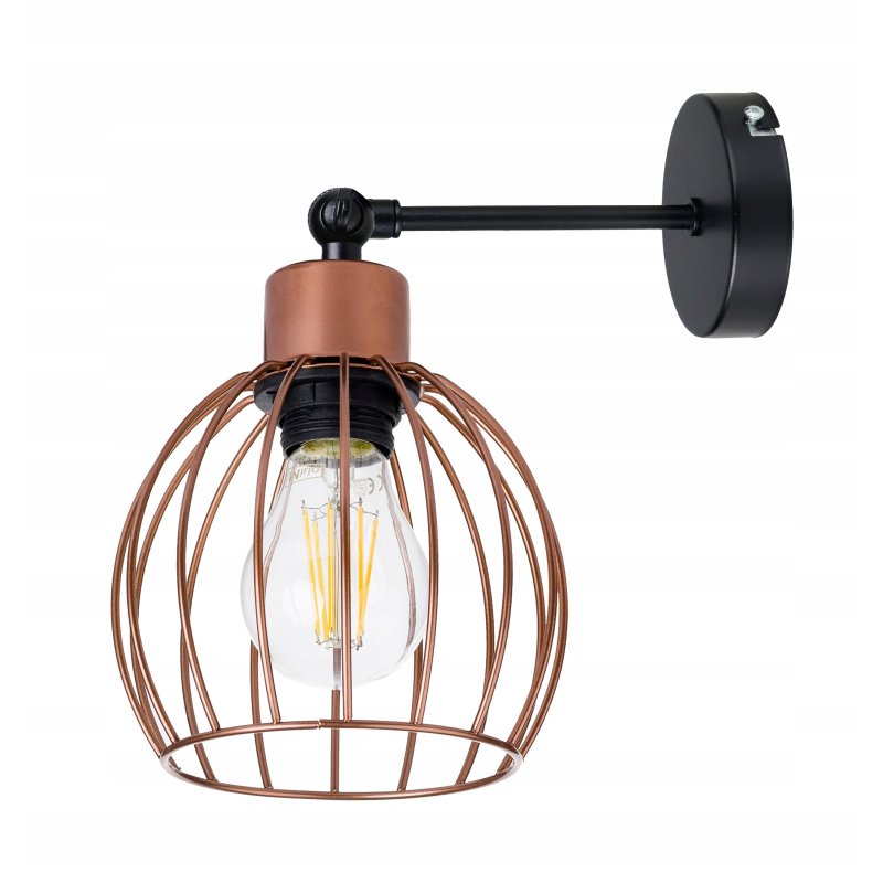 Lampa kinkiet na E27 ścienny stały loft drut kula