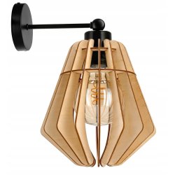 Lampa kinkiet E27 ścienny stały loft Drewno na E27
