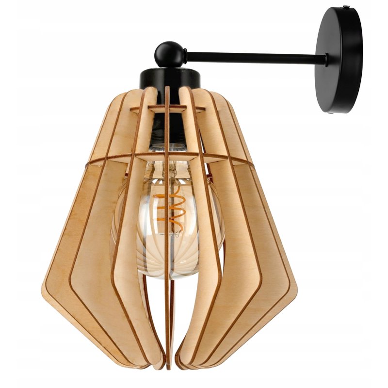 Lampa kinkiet E27 ścienny stały loft Drewno na E27