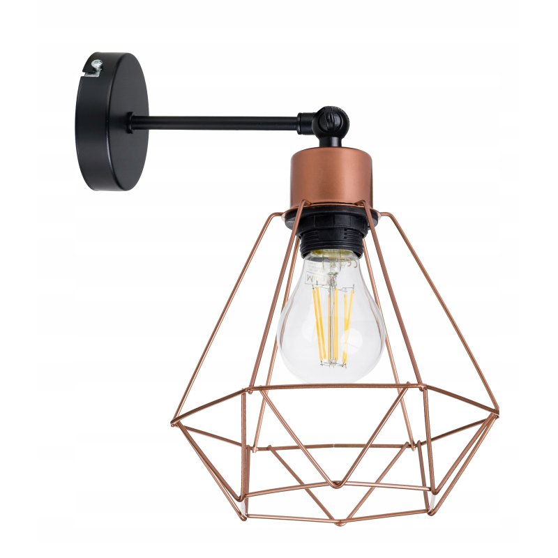 Lampa kinkiet E27 ścienny stały loft drut Diament