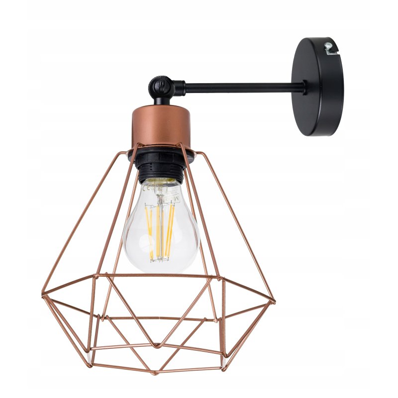 Lampa kinkiet E27 ścienny stały loft drut Diament