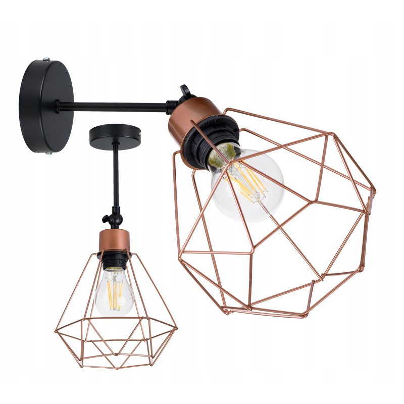 Lampa kinkiet ścienny regulowany loft drut diament
